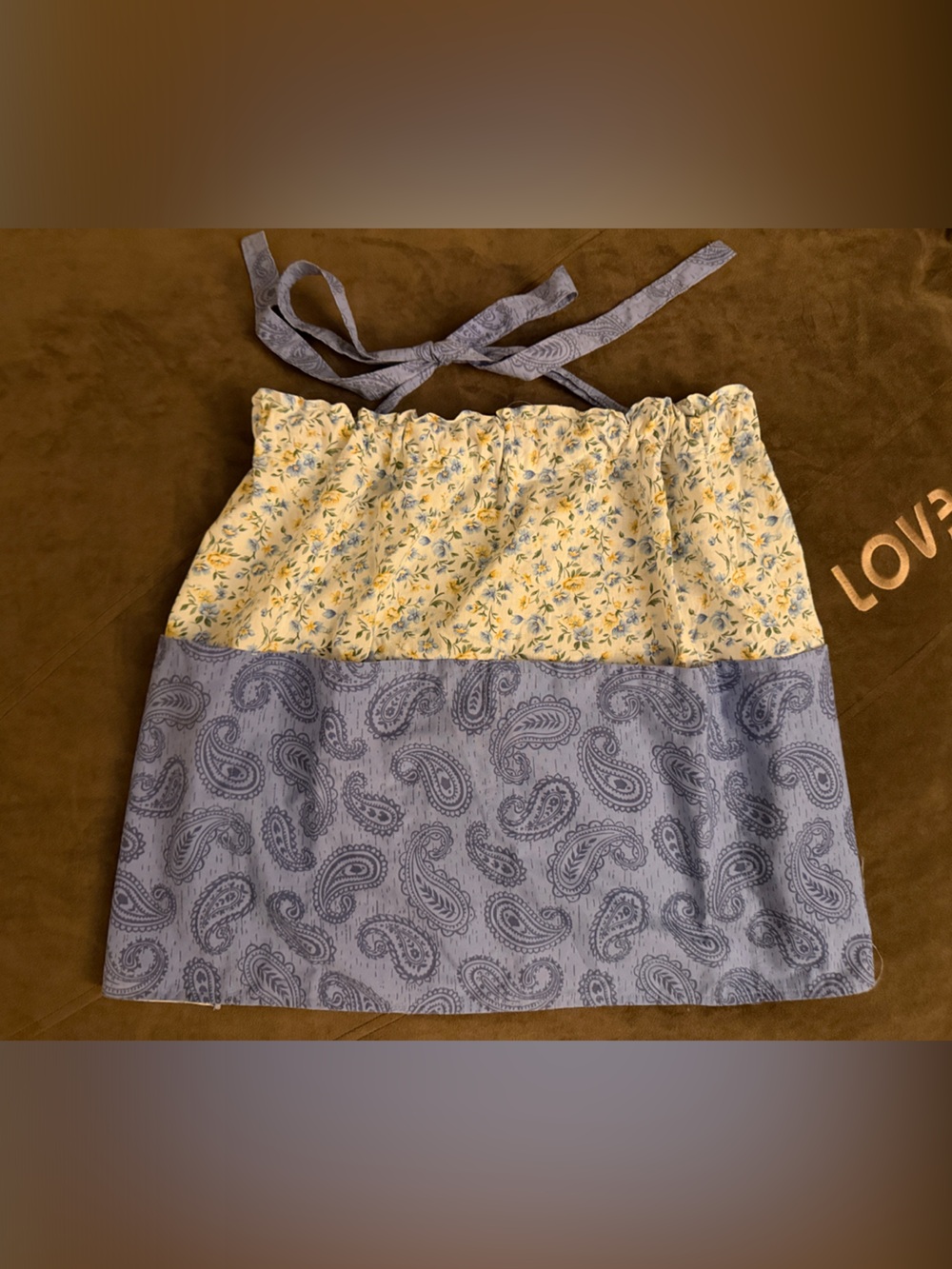 Handmade Yellow Floral & Blue Paisley Tiered apron- perfect bridal shower gift